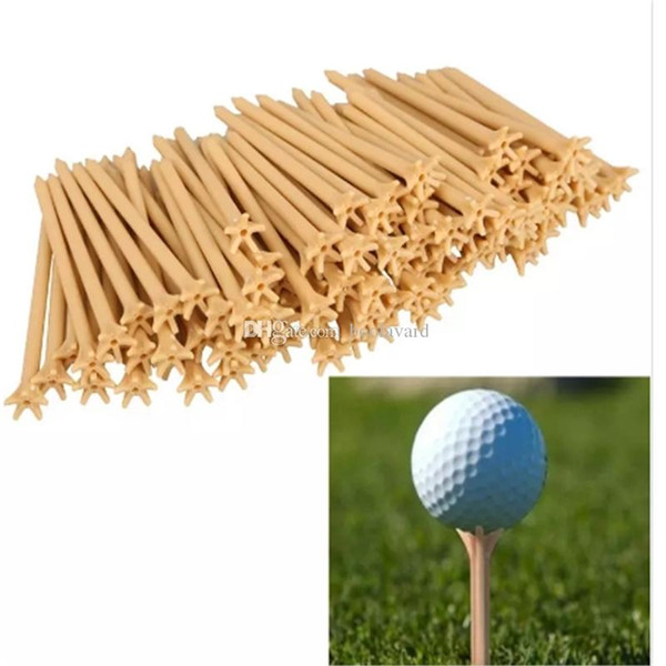 100Pcs/pack Professional Prong Plastic Golf Tee Wheat Color free shipping 2018103004