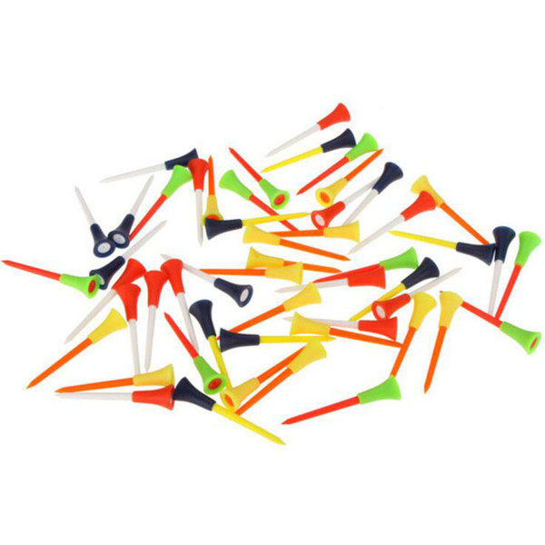 100 Pcs/bag Multi Color Plastic Golf Tees 83mm Durable Rubber Cushion Top Golf Tee Golf Accessories