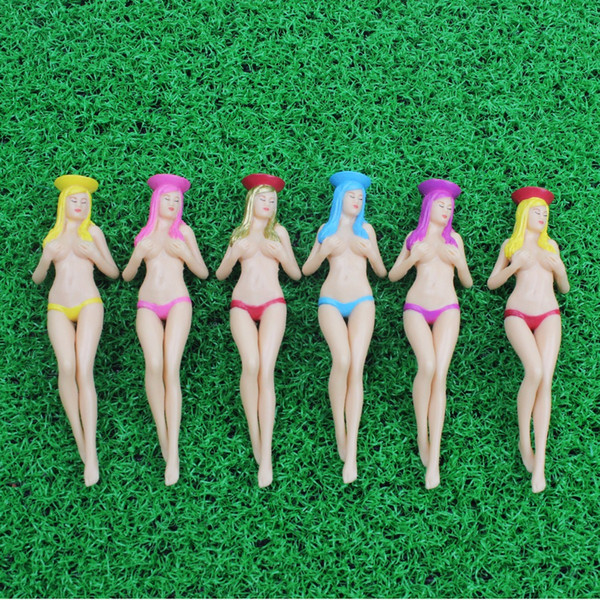 Sexy Bikini Lady Golf Tees Gift Newest Design Plastic Golf Tees Golf Accessories Style 6pcs/set size 75mm(2.95inch)