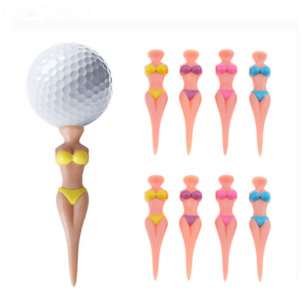 GOLDBALL 78mm Golf Tee Bikini Lady Girl Golf Tees Double Used as Divot Tool 6 Counts