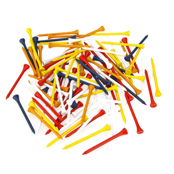 Hot Sale! 100Pcs 83mm Mixed Color Wood Golf Tees Golf Equipment