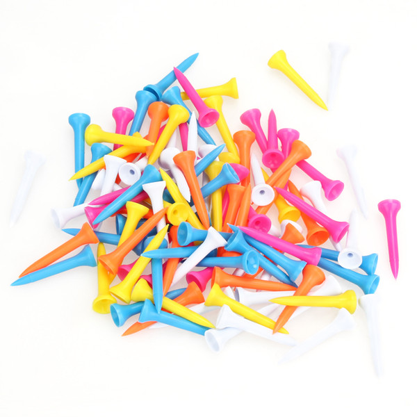 Hot Sale 100Pcs Portable Lightweight Mixed Color Plastic 42mm(1 2/3 inch) Golf Tees New Arrival