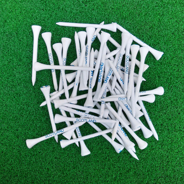 Hot Sale 100pcs 70MM White Wooden golf Ball Tees Blue Printing Golf Tee New