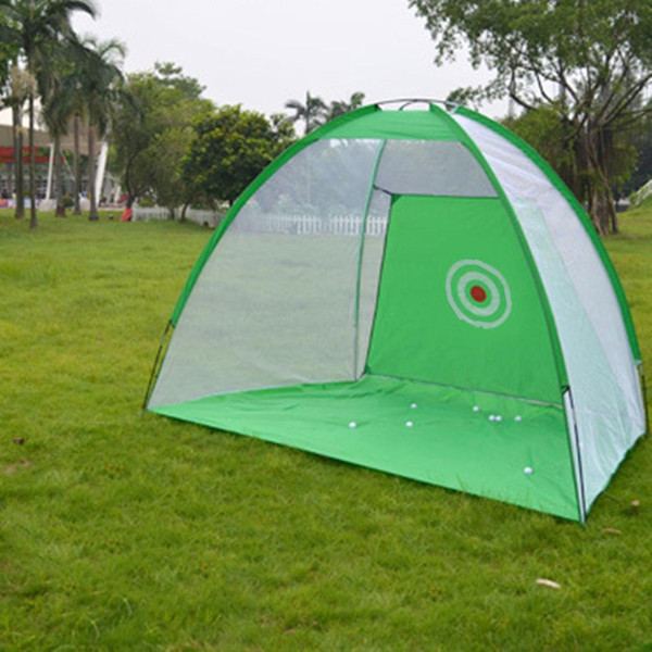 Foldable 2x1.4m Golf Hitting Cage Practice Net Trainer+raining Aid Mat+Driver Iron Portable Durable Polyester+Oxford Cloth Green