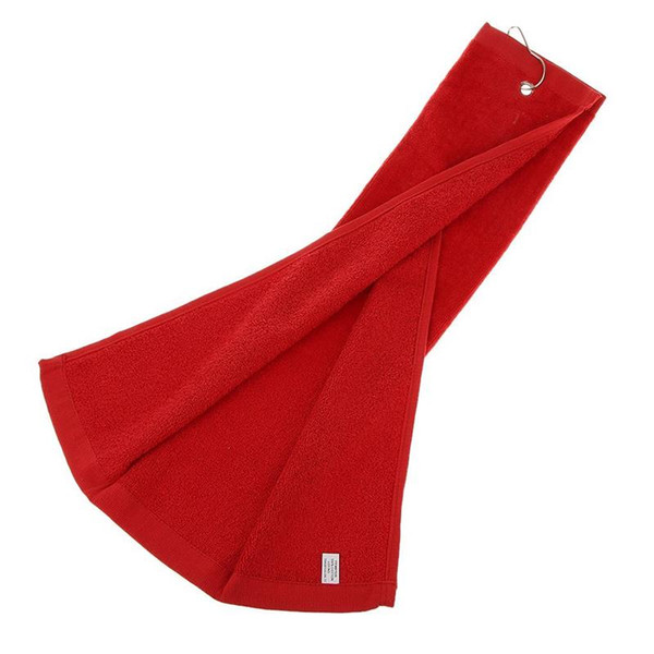 Rectangular strip Sport Cotton Absorbent Gym Fitness Golf Towel With Hook Hanger 43x60 CM Portable Sweat Absorption Soft Red