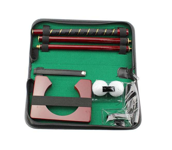 Hot Sale Portable Genuine Leather Rose Wood Golf Putting Training Set