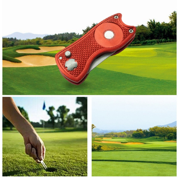 Foldable Golf Pitchfork with Golf Ball Tool Pitch Groove Cleaner Training Aids Accessories Putting Green Fork