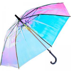 Laser Transparent Umbrella Rain Sunshade Long Handle Colorful Gradient Plastic PVC Holographic Umbrellas Outdoor Travel Umbrella 50 OOA6152