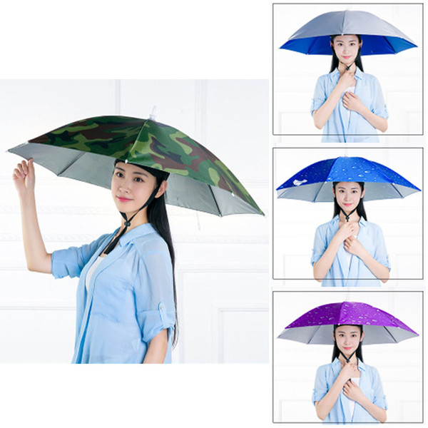 76cm Diameter Large Hat Umbrella Large Foldable Golf Fish Camp Shade Beach Headwear Cap Headband Hats 053