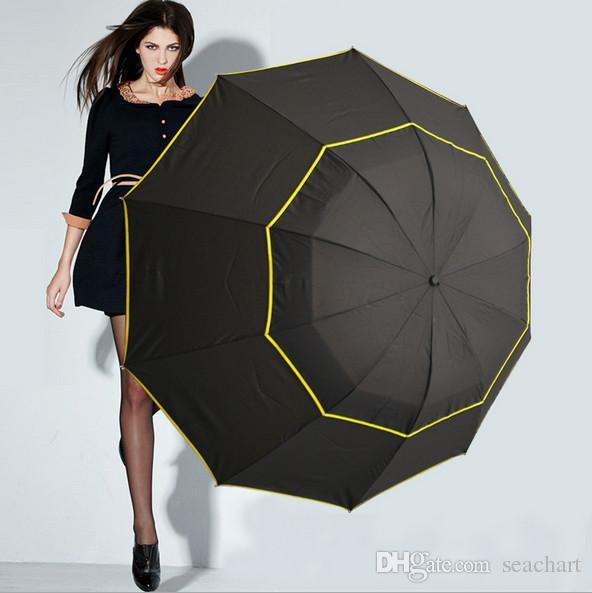 Double Golf Umbrella Rain Men Women Windproof 3Floding Large Male Women Umbrella Non-Automatic Business Umbrella NY097