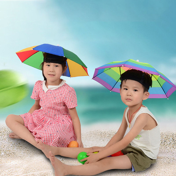 52cm Diameter Children Size Umbrella Hat Small Kids MINI Foldable Golf Fishing Camping Shade Beach Headwear Cap Headband Hats 051