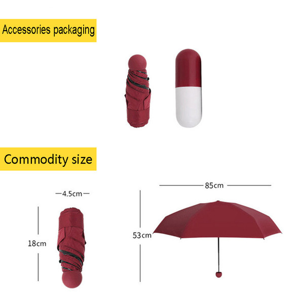 2018 Capsule case Umbrella Ultra Light Mini Folding Umbrella Compact Pocket Umbrella Windproof Rain Sun Umbrellas