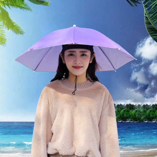 65cm Diameter Adult Size Umbrella Hat Large Foldable Golf Fishing Camping Shade Beach Headwear Cap Headband Hats 052