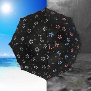 Flowers Pattern Color Changing Umbrella Three Folds Magic Windproof Anti UV Sun Rain Princess Umbrella OOA6148