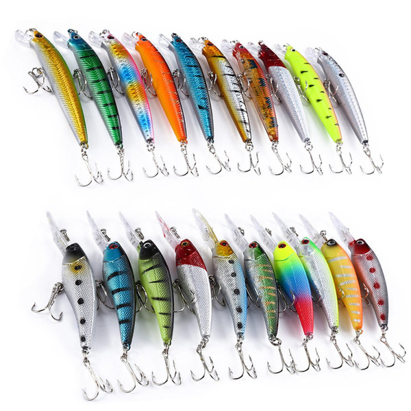 20Pcs Fishing Tackle Hard Minnow Lure Artificial Hard Fishing Bait 8G Fishingtackle Spinners 2Treble Hooks Fishing Tackle Lure