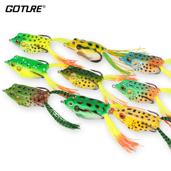 Goture 9Pcs/Lot Soft Fishing Lure Artificial Frog Lure 5.45Cm /12.3G Crankbait Topwater Fishing Bait With Sharp Hooks For Fishing