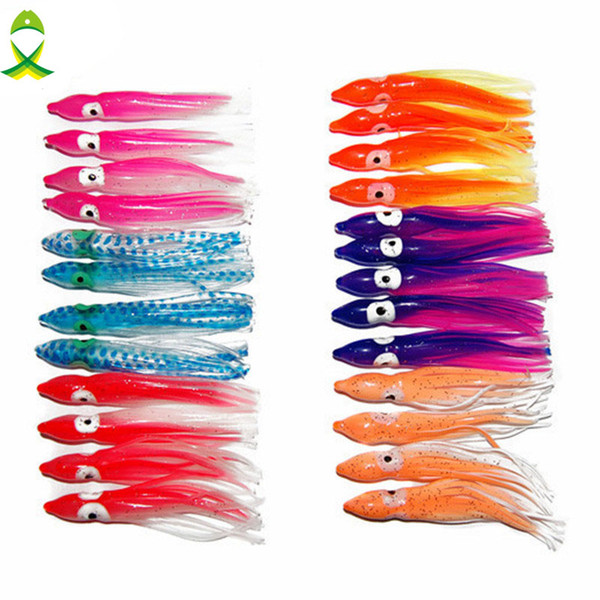 Jsm 100Pcs 7.5Cm Soft Plastic Octopus Fishing Lures For Jigs Mixed Color Luminous Silicone Octopus Skirt Artificial Jigging Bait