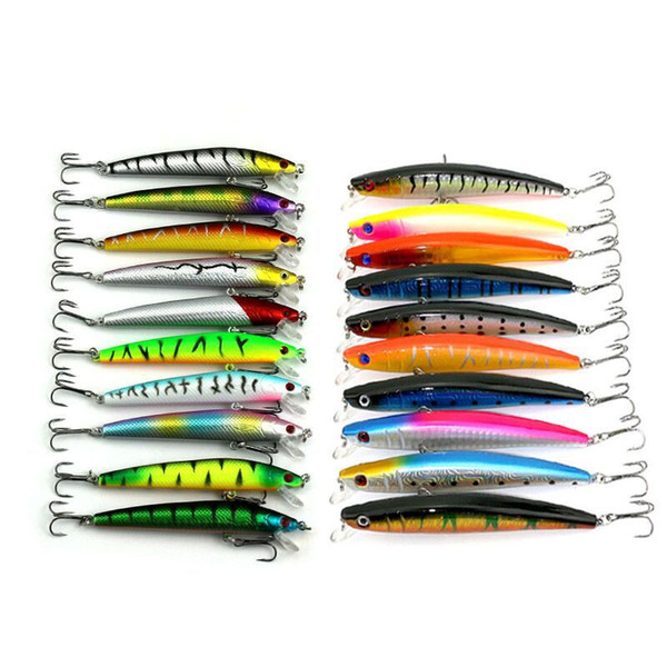 20Pcs/lot Mixed 2Style Fishing Lures Set Minnow Fishing Wobblers Artificial Lure Baits Wtih Vmc Treble Hooks Fishing Tackle