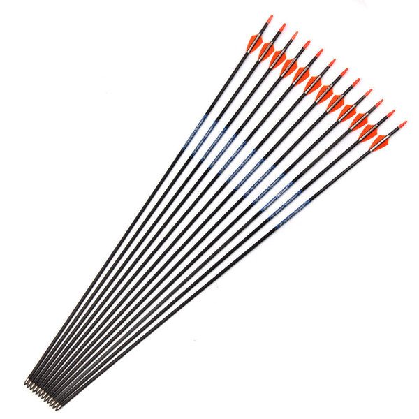 Linkboy Archery 12PCS 30'' SF Carbon Arrows Spine 500-1000 ID4.2mm 80 grain Points Bow Archery