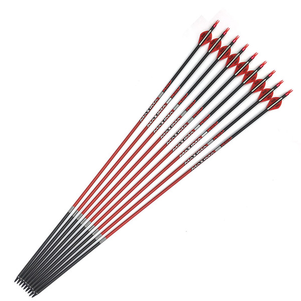 Linkboy Archery 6pcs Carbon Arrows SP400 ID6.2 Arrows 2inch Plastic Vanes for Compound Bow Hunting