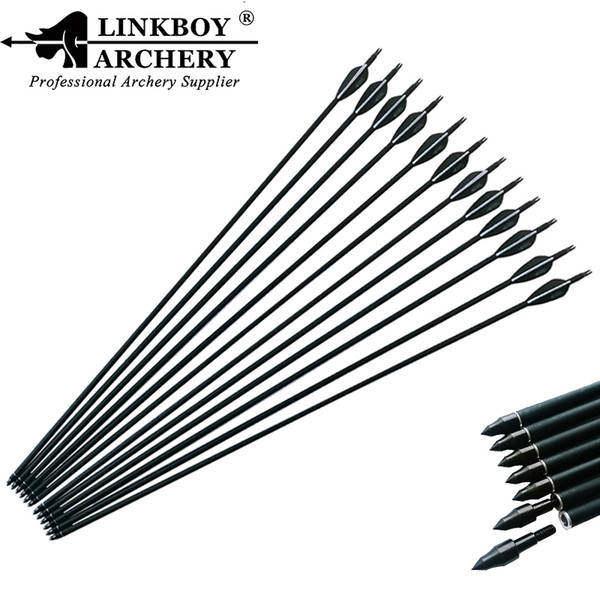 Linkboy Archery Carbon Arrow Shafts 30 Inch Spine 500 ID6.2mm 90 grain Point Compound Recurve Bow Longbow Hunting