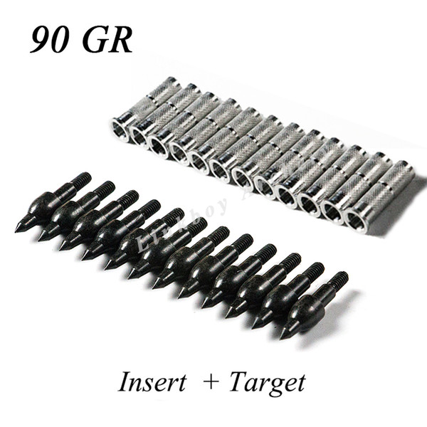 Linkboy Archery 12pcs Target Point 90gr 8-32 Whorl and 12pcs Aluminium Arrow Insert for compound bow Hunting&Shooting accessories