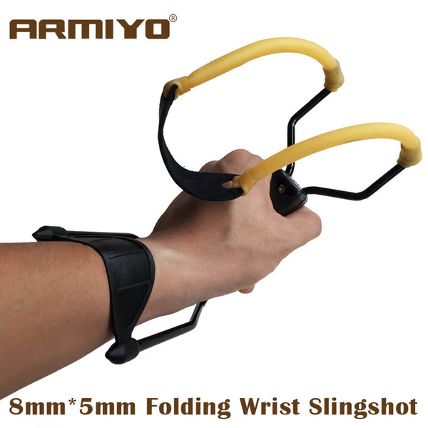 Armiyo Powerful Hunting Fishing Folding Wrist Slingshot Target Shooting With Rubber Band Leather Catapult Paintball Arrows Bow