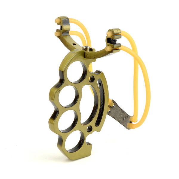 2018 New Item HeyTec Professional Outdoor Hunting Tools Metal SlingShot Brass Knuckle Catapult, DHL free shipping