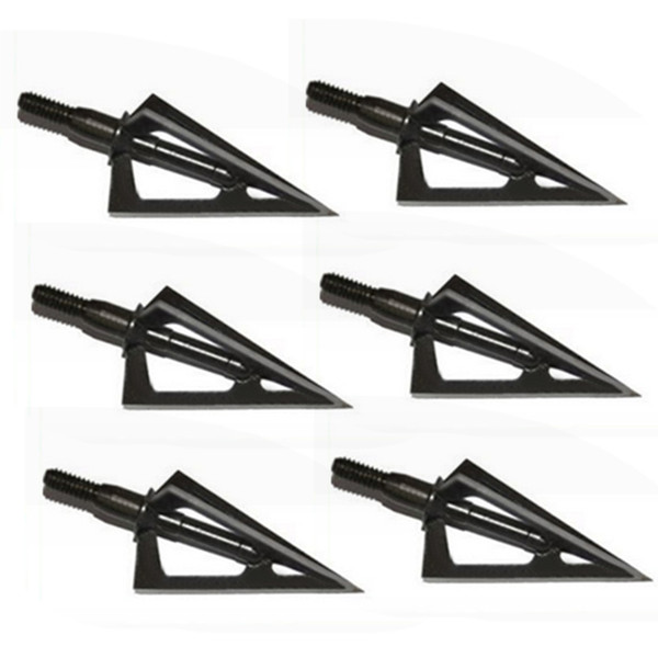 6pcs Stainless Steel Broadheads 3 Fixed Blades Sharp Arrow Head Hunting Shooting 100 Grain Archery Arrowheads Tip Target Black