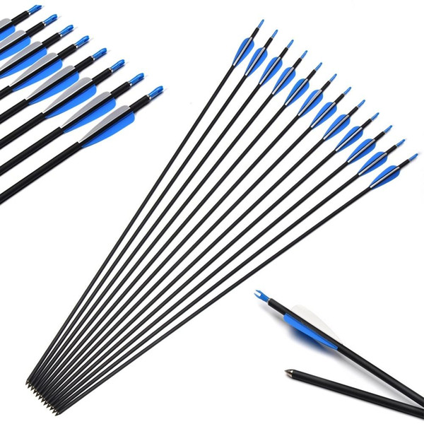 12pcs 30inch Practice Archery Carbon arrows Hunting Arrow For Compound Recurve Bow Outdoor camping hunting training special bow