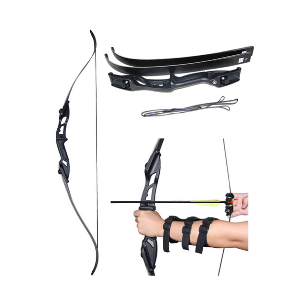 Archery 30-50lbs 56'' Fishing Takedown Recurve Bow Target Practice Laminated Wood Right Hand Hunting Shooting Outdoor Sports Practice Black