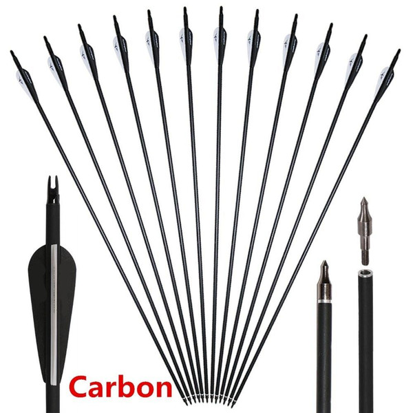 New High Quality Carbon 30 Archery Carbon Target Arrows Hunting Arrows with Adjustable Nock and Replaceable Field Points for Compound