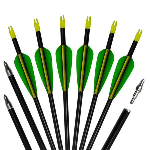 12pack Arrows Archery Aluminum Hunting Bow with Changeable Tips 20-60lbs Compound and Recurve Fiberglass Spine 500 Changeable Field Points