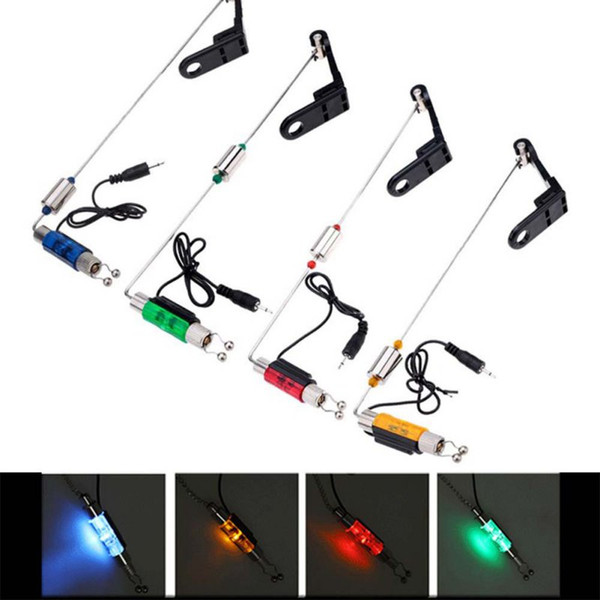 Wholesale- Fishing Alarm Iron Fishing Bite Hanger Swinger LED Illuminated Indicator Fishing Tackle Tools High Quality