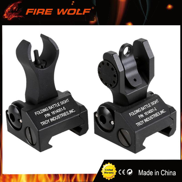 2017 New Metal TROY Industries Folding Battle Sight Front and Rear Sights COMBO Back-up Sight for hunting