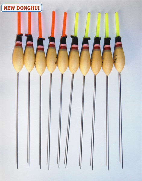 Wholesale- Newdonghui 10pcs/Lot Natural Wood Original Color Fishing Float Fishing Bobber 1.2G Bouyancy Blasa Wood Material 201136