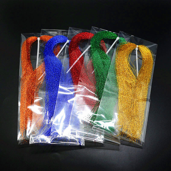 5Pcs Flashabou Holographic Tinsel Fly Fishing Tying Crystal Flash String Jig Hook Lure Making Fishing Material