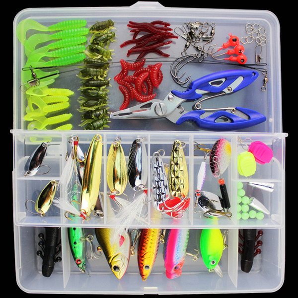 ALLBLUE Fishing Lure Minnow/Popper/Wobbler Spoon Metal Lure Soft Bait Fishing Lure Kit Isca Artificial Mixed Color/Style/Weight