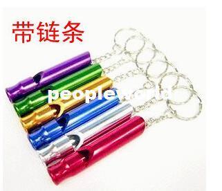 High quality Outdoor Aluminium Survival Emergency Whistle Multicolor Hiking Camping Whistle Key Chain 200pcs