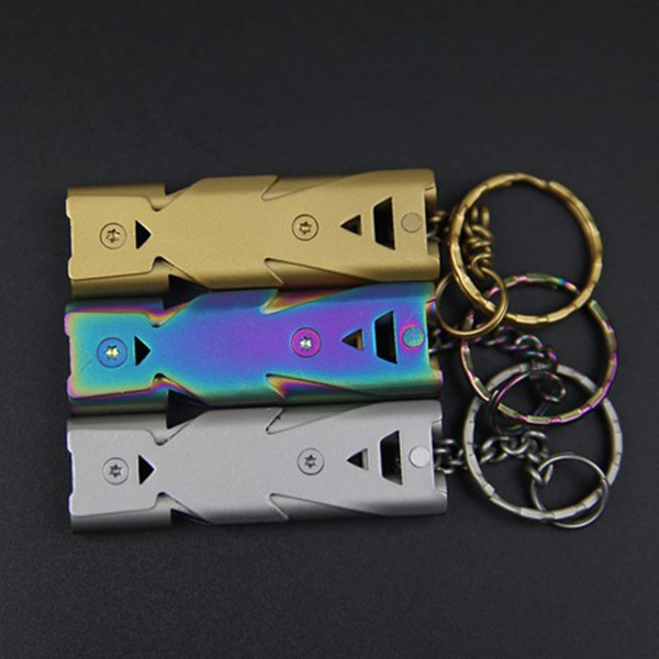 New Outdoor Stainless Steel Double Tube Whistle Metal Survival Whistle Pets Training Bird Pigeons Calls Women Anti-wolf Supplies Whistle