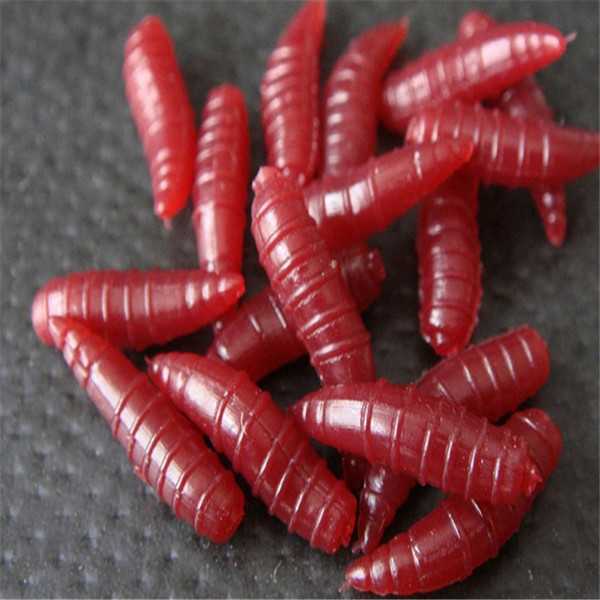 Hot Sale 50Pcs 1.6cm Sea Fishing Lure Maggot Grub Soft Baits Worms Pesca Red/Ivory free shipping 2017101813a37-a37