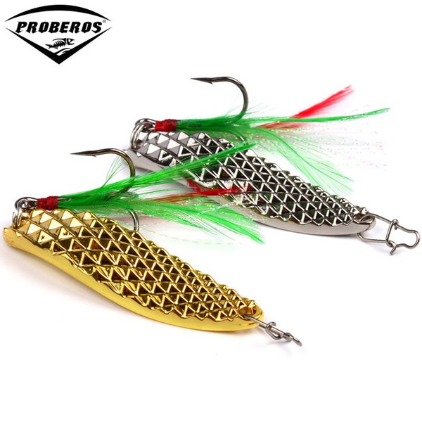 1pc Spoon Lure 20g-15g-10g-5g Metal Fishing Bait Silver/Gold Spoon Bass Baits Feather Hook Fishing Tackle