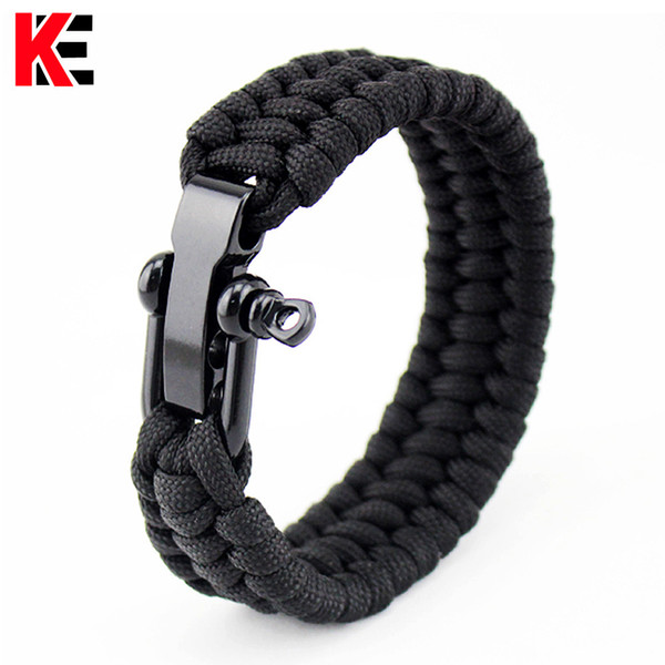 Survival Paracord Bracelet Men Outdoor Camping Equipment Woven Parachute Braided Rope Stainless Steel Survival Braided Pulseras