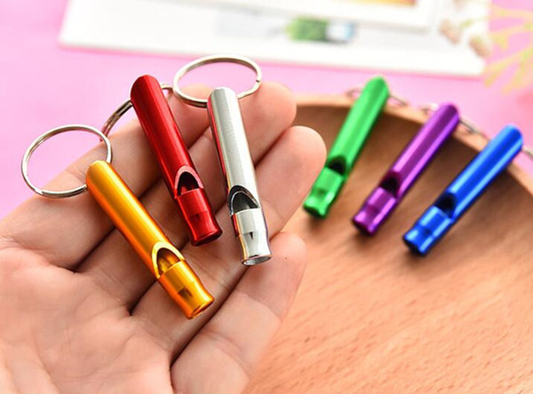 outdoor multifunctional aluminum whistle clump Survival rescue whistle Calls Children gifts Key ring Sports training supplies free shipping