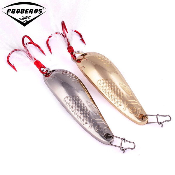 1pc Spoon Fishing Lure 2 Metal Bass Baits 2 Colors Spoon Lures Red/Silver Hook Fishing Tackle