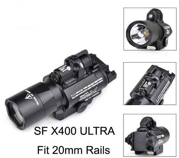 Tactical SF X400 CREE Ultra High Output LED Pistol M4 Rifle Flashlight Red Dot Laser Combo Sight 20mm Picatinny Rail Mount