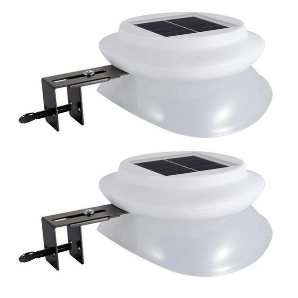 Outdoor Solar Gutter Light 9 LED 100LM 6500K White UFO Sun Powered Wall Lamp with Light Sensor (2 pack)