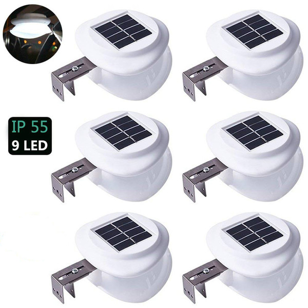 Outdoor Solar Gutter Lights Solar Powered LED Waterproof Lighting for Fence Landscape Yard Street Pathway (6 pack)