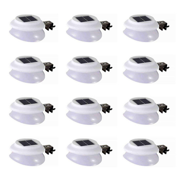 Outdoor Solar Powered LED Gutter Lights Wall Lamp Lighting with Auto On/Off Dusk to Dawn (12 pack)