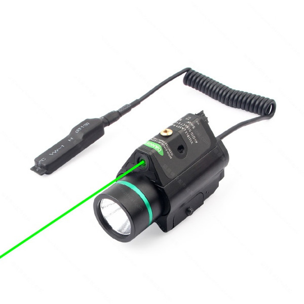 Tactical Flashlight 2in 1 M6 CREE LED Gun light & Green Laser Combo with Picatinny Rail Black